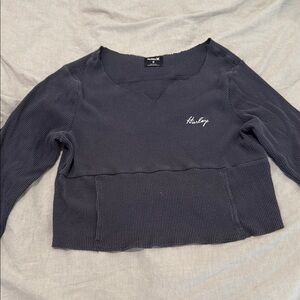 Hurley Women's Black Long Sleeve Top off the shoulder kinda cropped